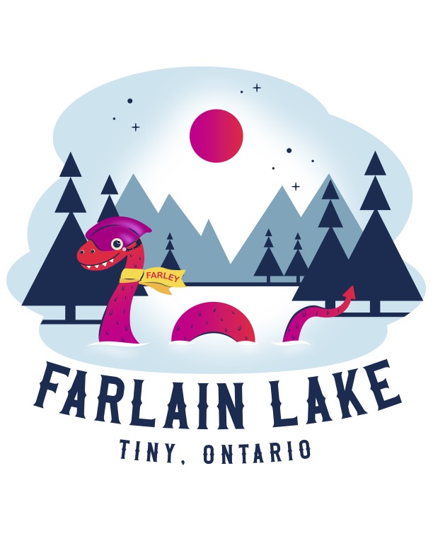 Farlain Lake kids T-Shirt logo with Farley the lake Monster